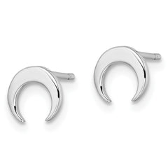 Rhodium-plated Sterling Silver Polished Moon Post Earrings