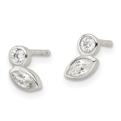 Sterling Silver Polished CZ Post Earrings