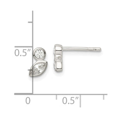 Sterling Silver Polished CZ Post Earrings