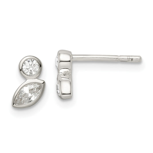 Sterling Silver Polished CZ Post Earrings