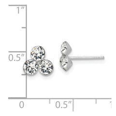 Rhodium-plated Silver Crystal 3-stone Post Earrings