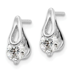 Rhodium-plated Sterling Silver CZ Post Earrings