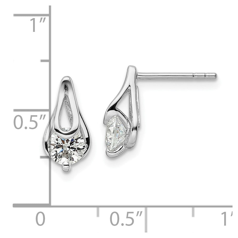 Rhodium-plated Sterling Silver CZ Post Earrings