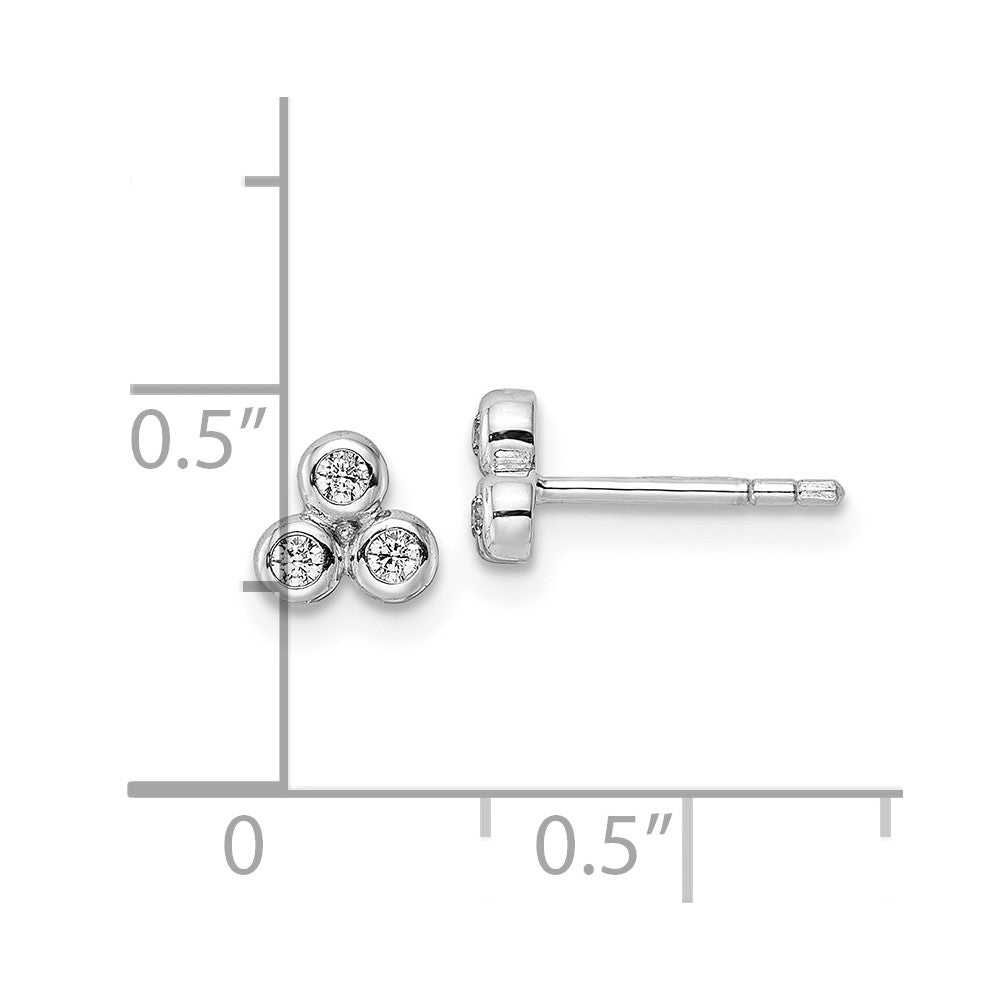 Rhodium-plated Sterling Silver Polished CZ Post Earrings