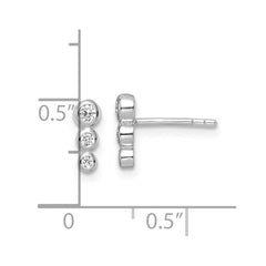 Rhodium-plated Sterling Silver Polished CZ Post Earrings