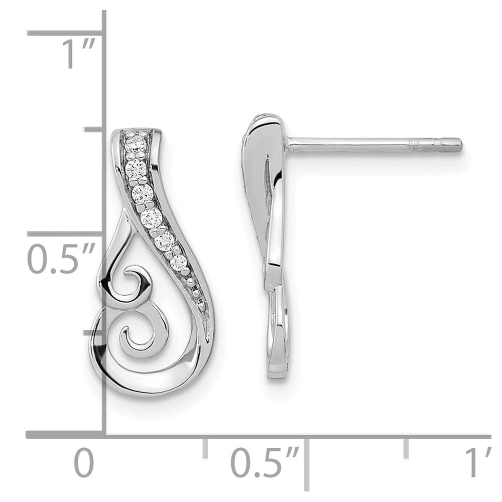 Rhodium-plated Silver Polished CZ Post Earrings