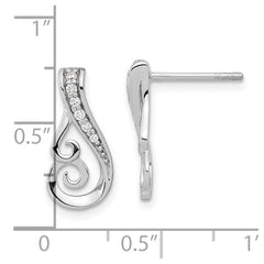 Rhodium-plated Silver Polished CZ Post Earrings