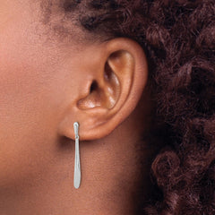 Rhodium-plated Silver Polished Bar Dangle Post Earrings