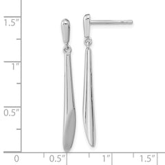 Rhodium-plated Silver Polished Bar Dangle Post Earrings