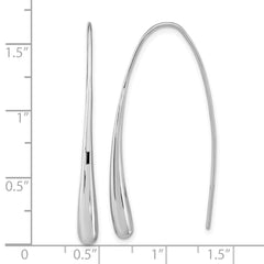 Rhodium-plated Silver Polished Teardrop Threader