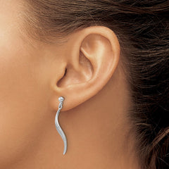 Rhodium-plated Silver Brushed Dangle Post Earrings