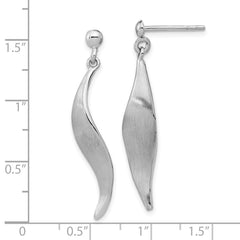 Rhodium-plated Silver Brushed Dangle Post Earrings