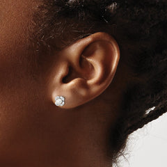 Rhodium-plated Silver Polished FWC Pearl Flower Post Earrings