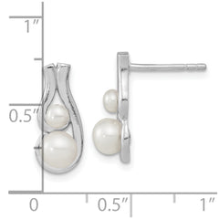 Rhodium-plated Sterling Silver FWC Pearl Post Earrings
