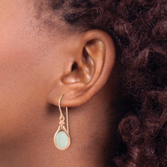 Sterling Silver Rose Gold-plated Green Chalcedony Dangle Earrings