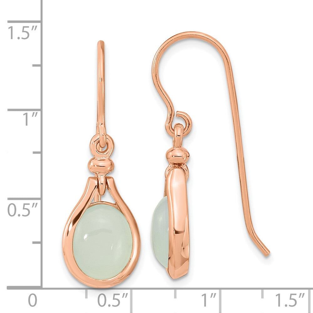 Sterling Silver Rose Gold-plated Green Chalcedony Dangle Earrings