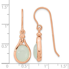 Sterling Silver Rose Gold-plated Green Chalcedony Dangle Earrings