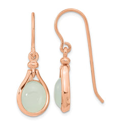 Sterling Silver Rose Gold-plated Green Chalcedony Dangle Earrings
