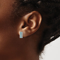 Rhodium-plated Sterling Silver Aquamarine & White CZ Post Earrings