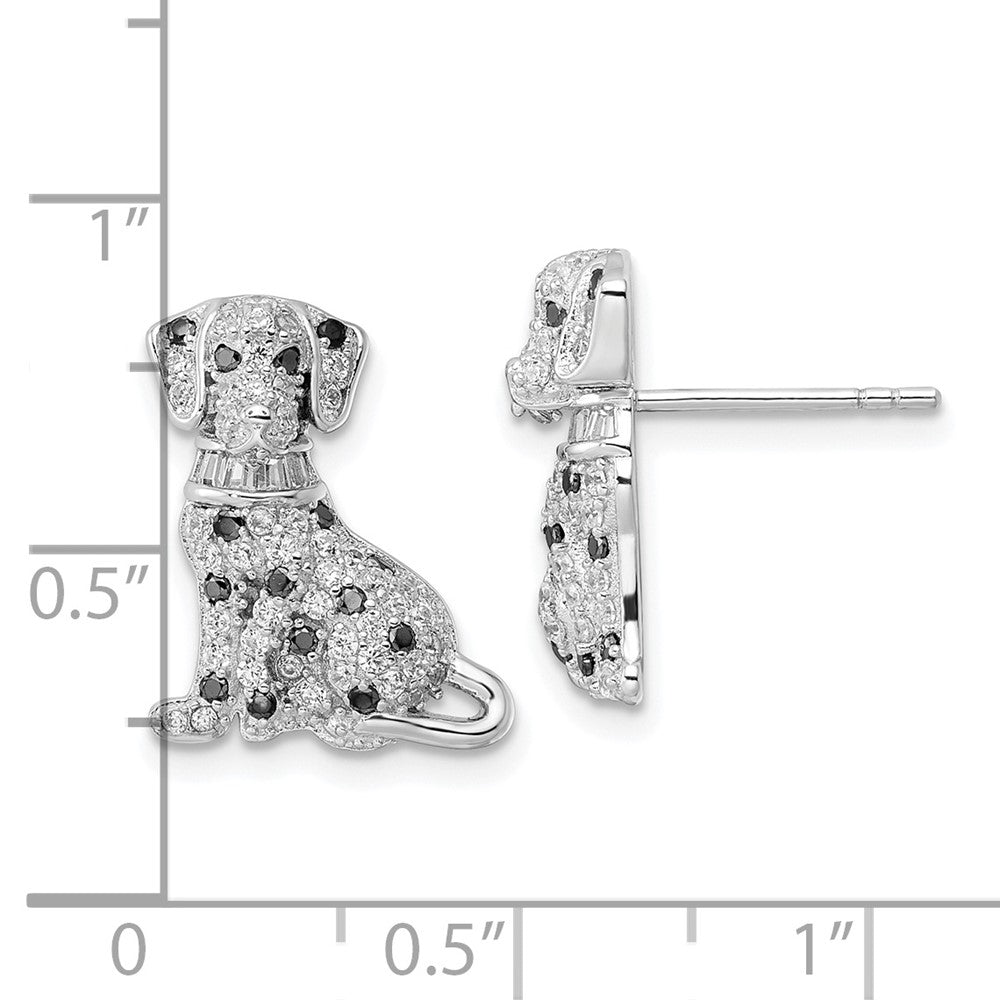 Rhodium-plated Sterling Silver Polished CZ Dalmatian Post Earrings