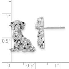 Rhodium-plated Sterling Silver Polished CZ Dalmatian Post Earrings