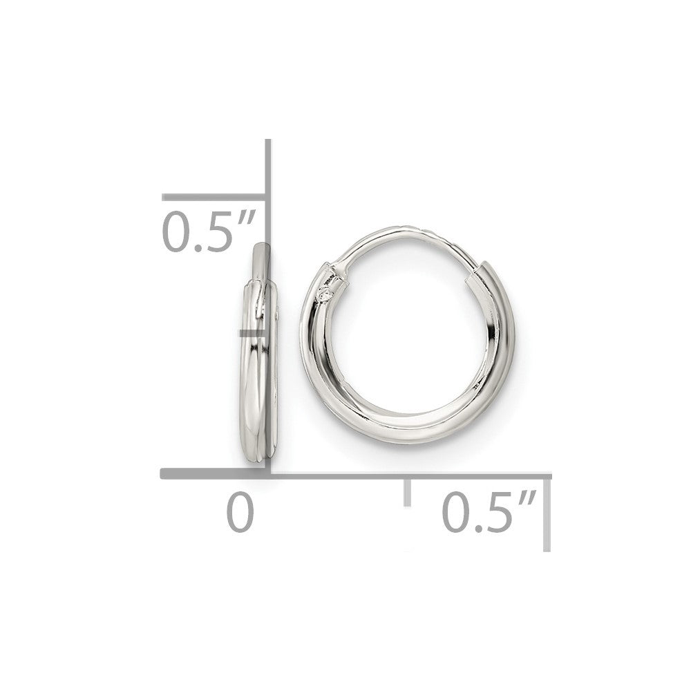Sterling Silver Polished 1.5x10mm Endless Tube Hoop Earrings