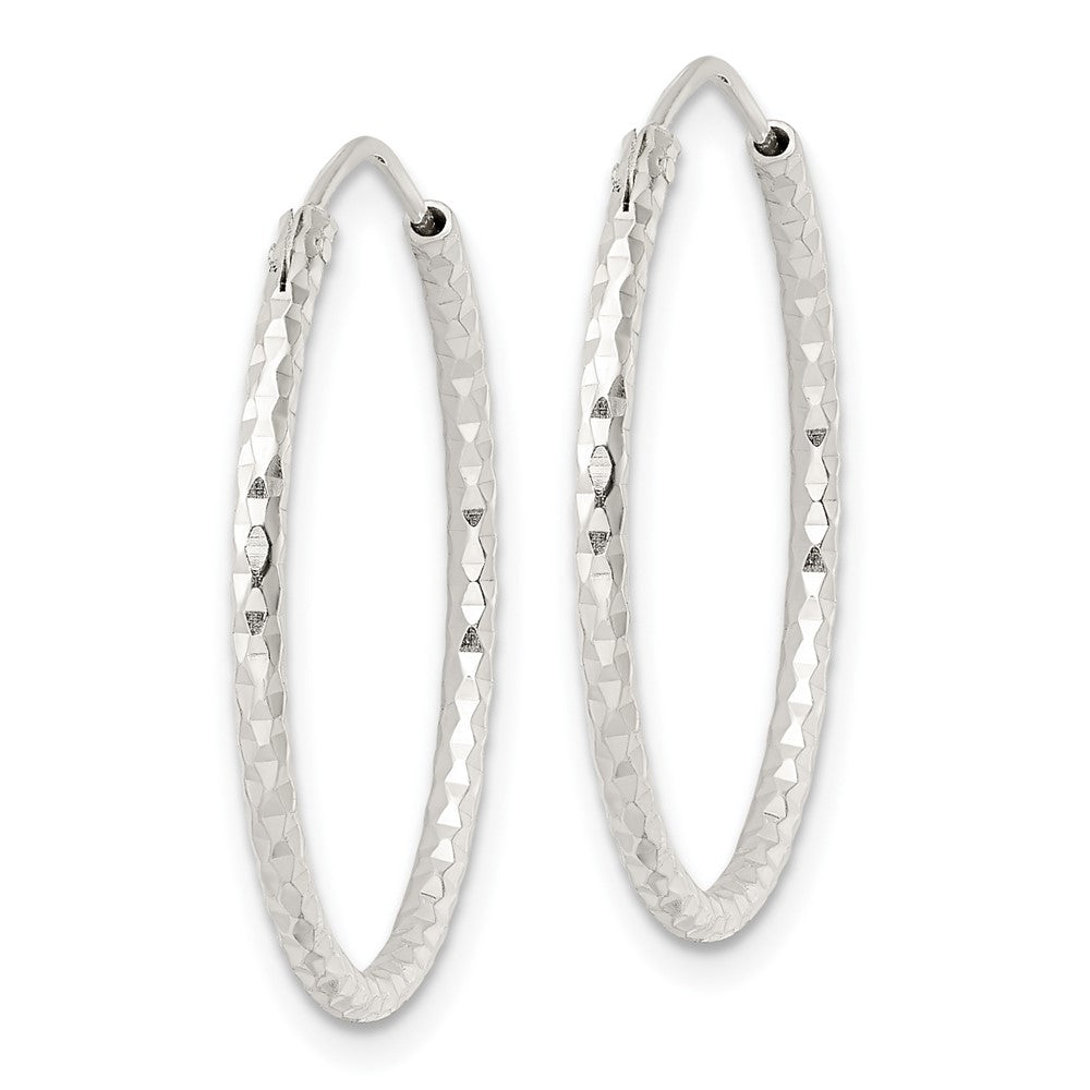 Sterling Silver Polished Diamond-cut Endless Hoop Earrings