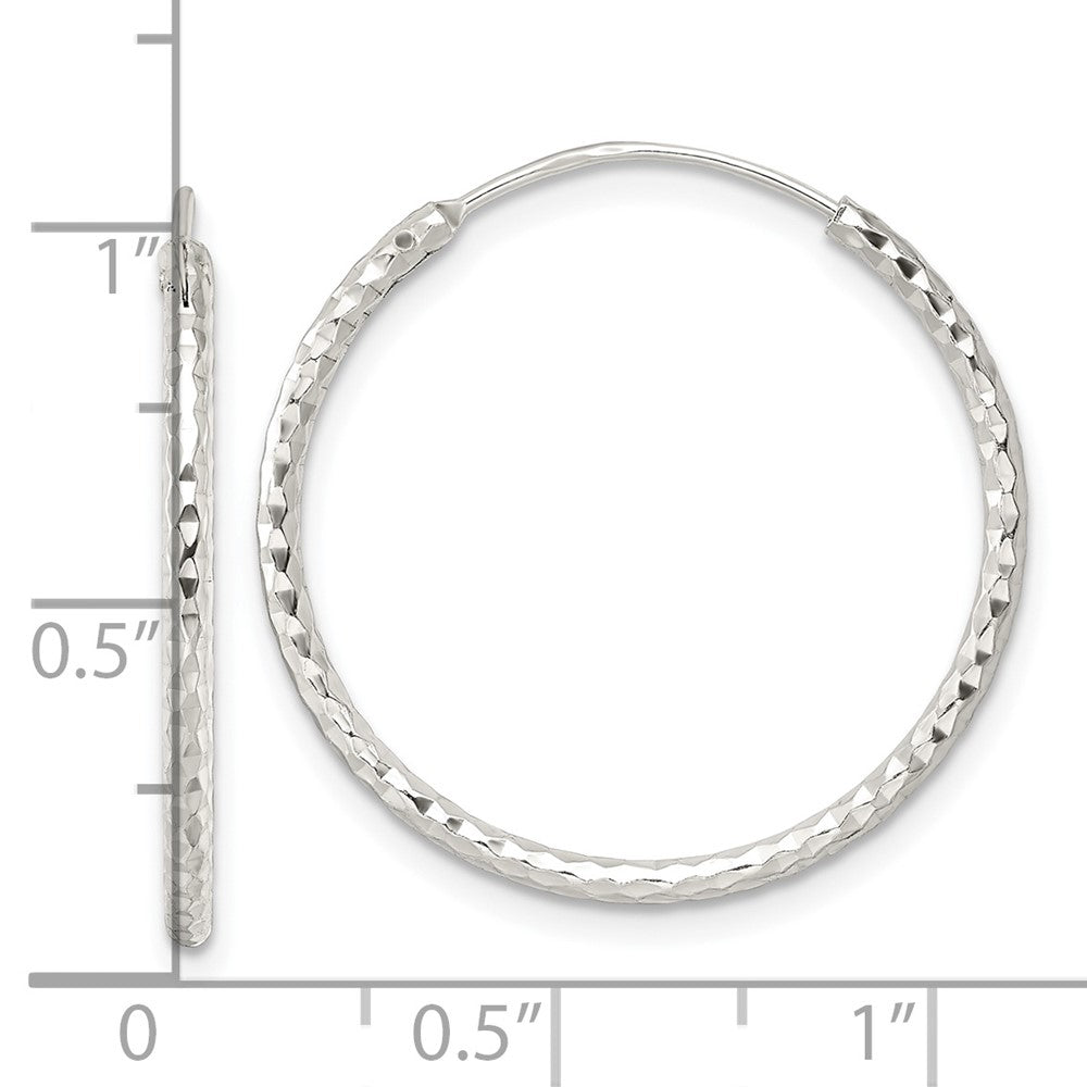 Sterling Silver Polished Diamond-cut Endless Hoop Earrings