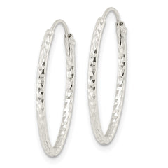Sterling Silver Polished Diamond-cut Oval Endless Hoop Earrings