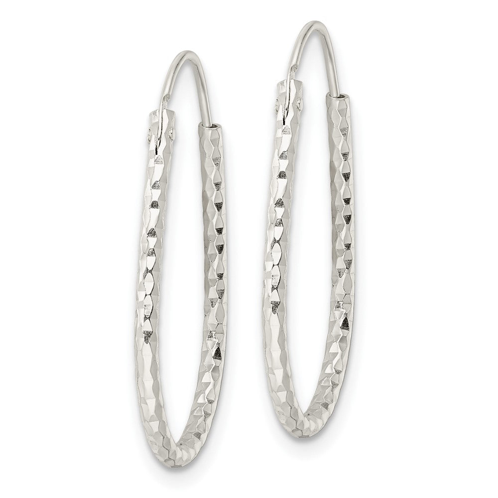 Sterling Silver Polished Diamond-cut Endless Hoop Earrings