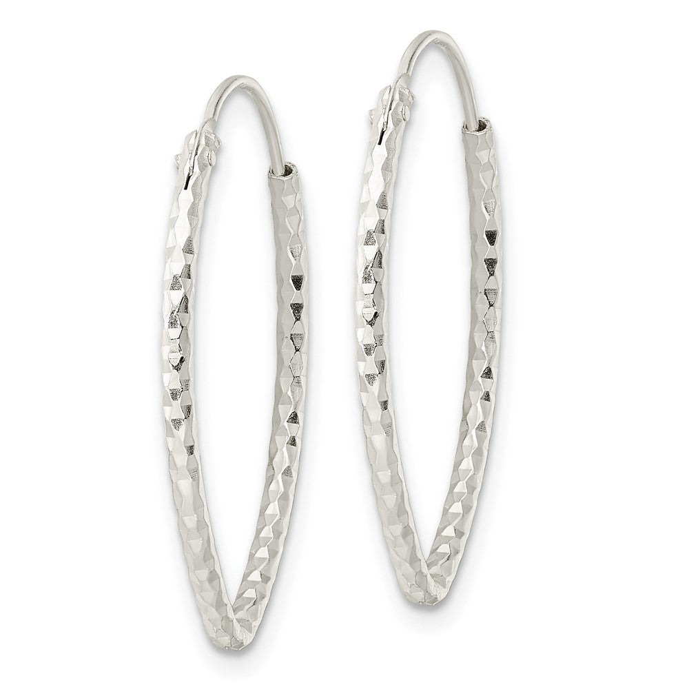 Sterling Silver Polished Diamond-cut Endless Hoop Earrings