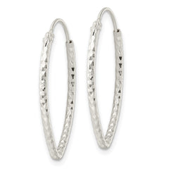 Sterling Silver Polished Diamond-cut Endless Hoop Earrings