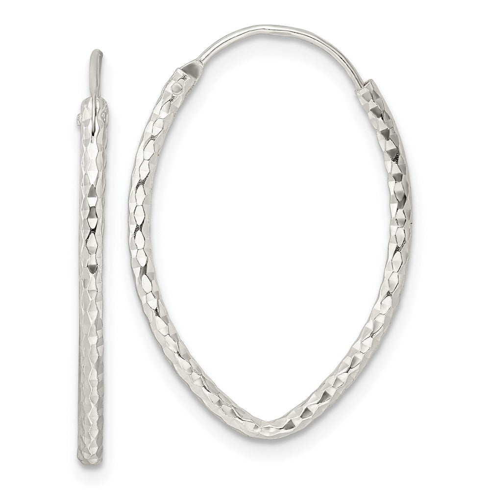 Sterling Silver Polished Diamond-cut Endless Hoop Earrings
