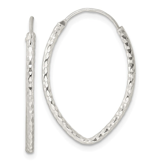 Sterling Silver Polished Diamond-cut Endless Hoop Earrings