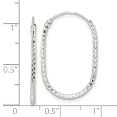 Sterling Silver Polished & Diamond-cut Oblong Endless Hoop Earrings