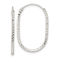 Sterling Silver Polished & Diamond-cut Oblong Endless Hoop Earrings