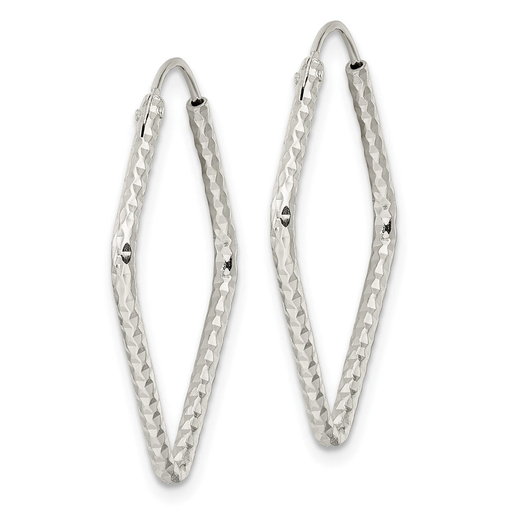 Sterling Silver Polished Diamond-cut Endless Hoop Earrings