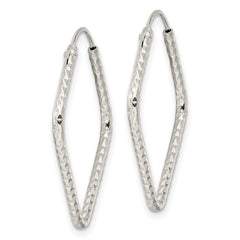 Sterling Silver Polished Diamond-cut Endless Hoop Earrings