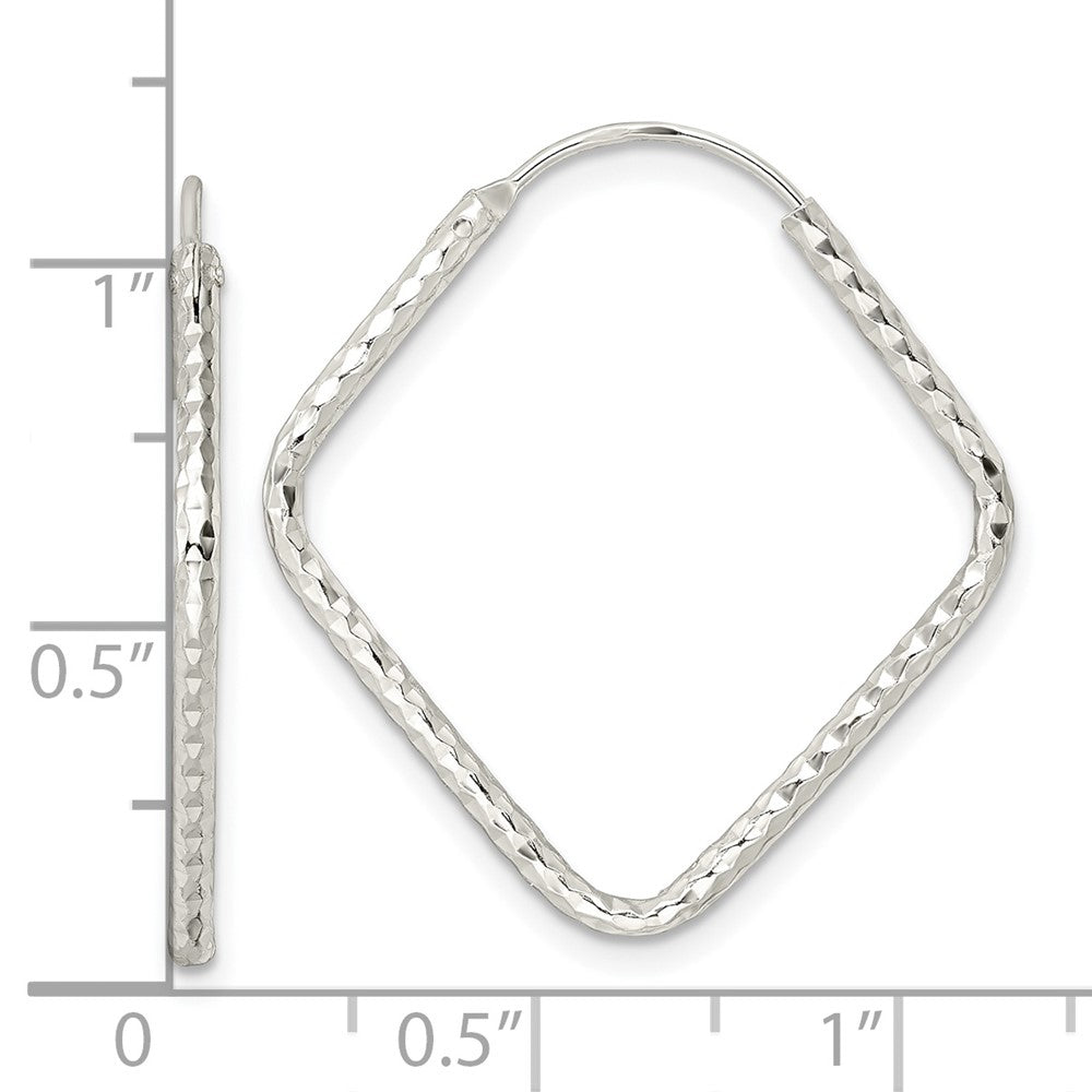 Sterling Silver Polished Diamond-cut Endless Hoop Earrings