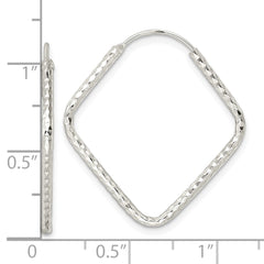 Sterling Silver Polished Diamond-cut Endless Hoop Earrings