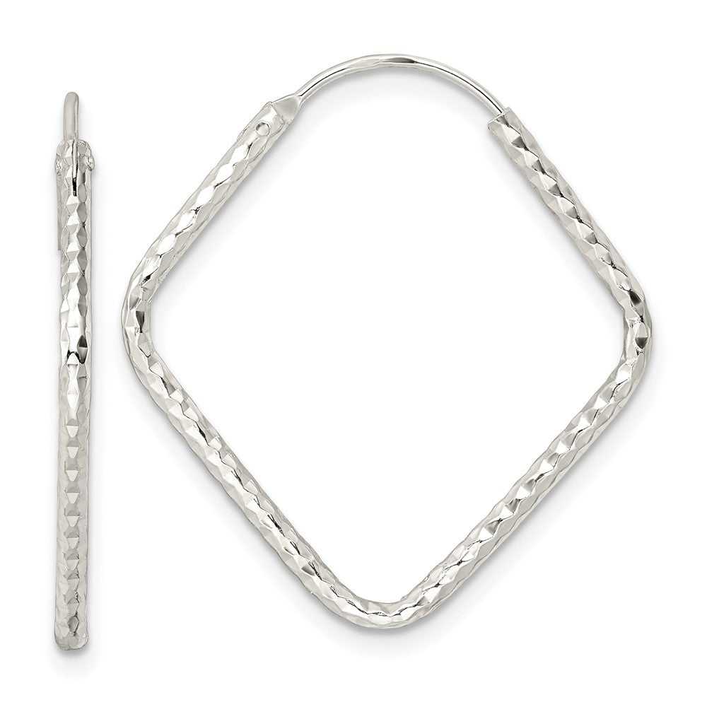 Sterling Silver Polished Diamond-cut Endless Hoop Earrings