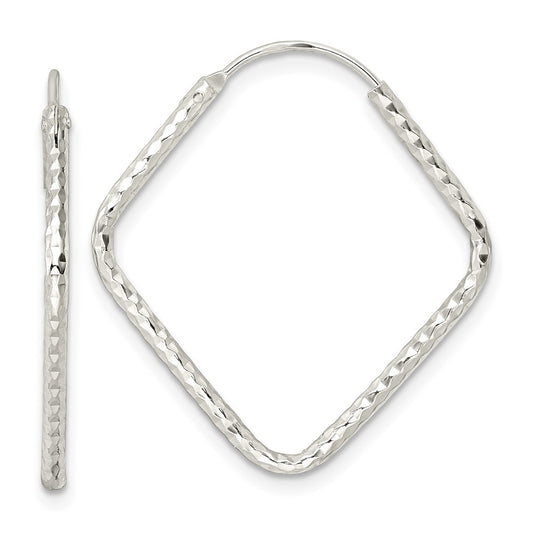 Sterling Silver Polished Diamond-cut Endless Hoop Earrings
