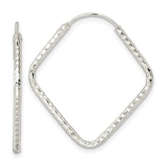 Sterling Silver Polished Diamond-cut Endless Hoop Earrings