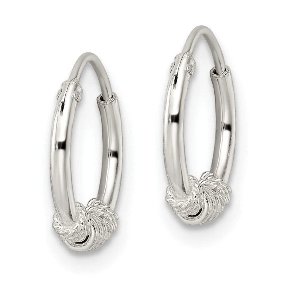 Sterling Silver Polished Beaded Circle Endless Hoop Earrings