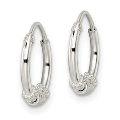 Sterling Silver Polished Beaded Circle Endless Hoop Earrings