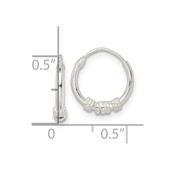 Sterling Silver Polished Beaded Circle Endless Hoop Earrings