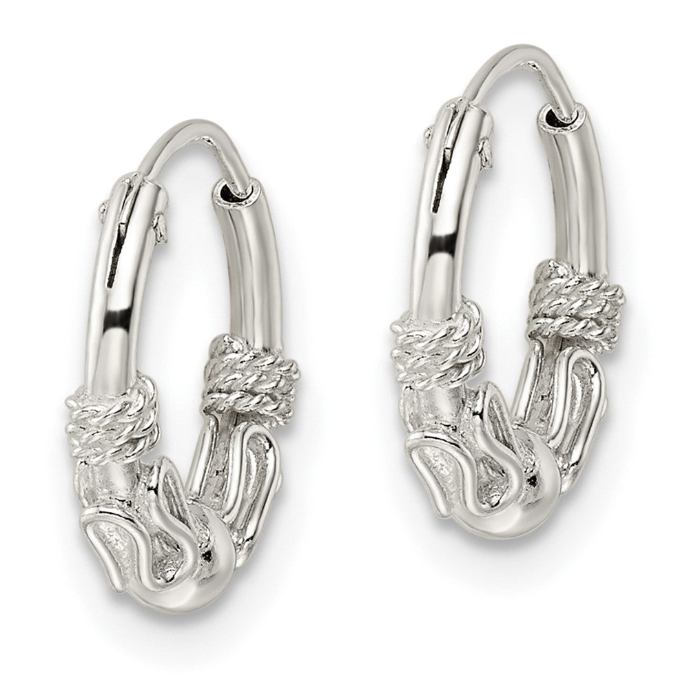 Sterling Silver Polished Beaded Circle Endless Hoop Earrings