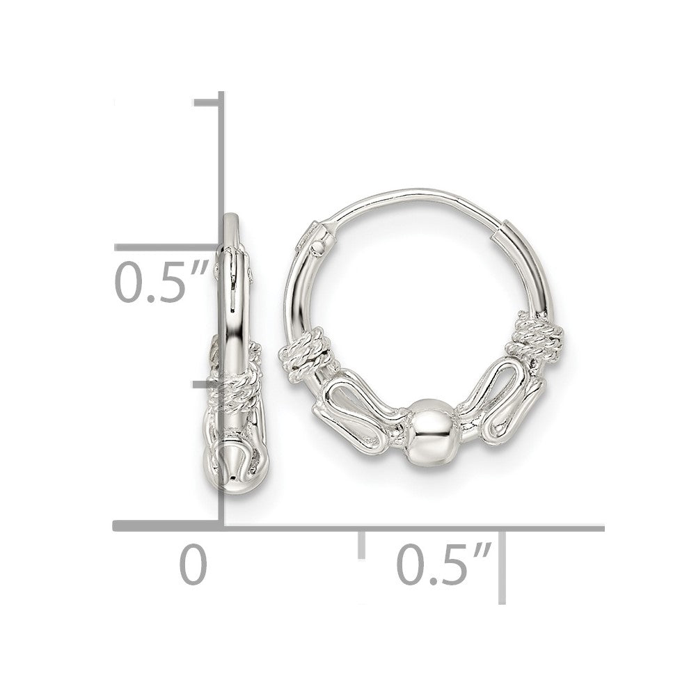 Sterling Silver Polished Beaded Circle Endless Hoop Earrings