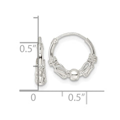 Sterling Silver Polished Beaded Circle Endless Hoop Earrings