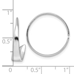 Rhodium-plated Sterling Silver Polished Flat Bar Hoop Threader Earrings